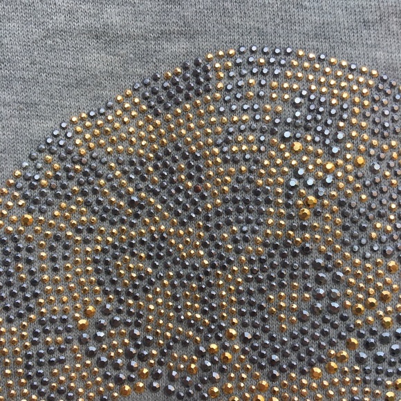 River Island Girls Sweatshirt Grey 9/10 yrs Bedazzled Embellished Skull Crop Top - Picture 7 of 14